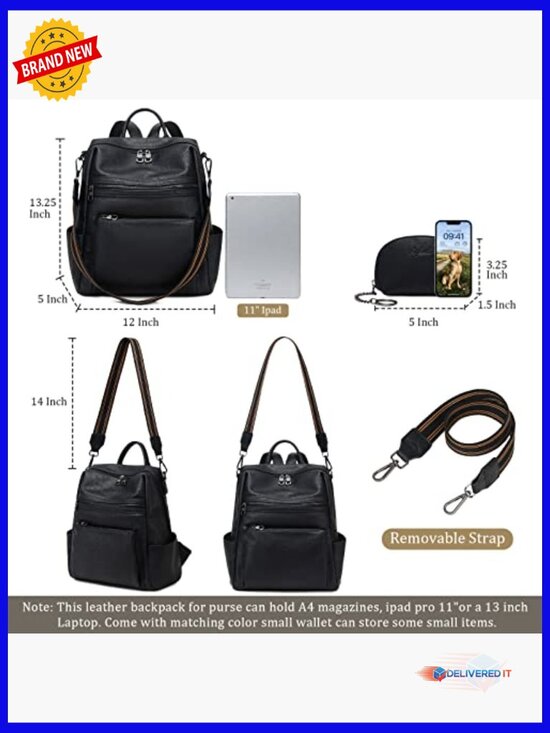 Faux Leather Backpack Purse for Women Travel Work Handbags Shoulder Bag main image 4